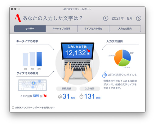 ATOK マンスリーレポート 2021.08 - Studio Milehigh